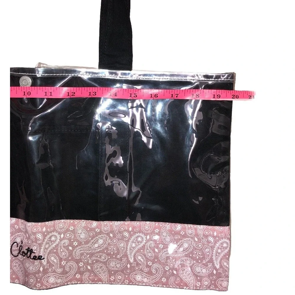 Clottee By Clot Tote Bag‎ Beach Poolside Black Pink Paisley Embroidered NEW